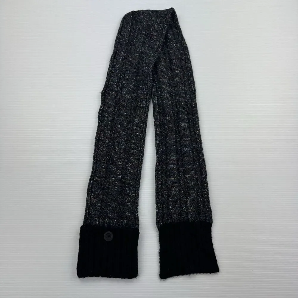 Columbia Chunky Knit Button Winter Scarf Button Indie Cabincore Boho